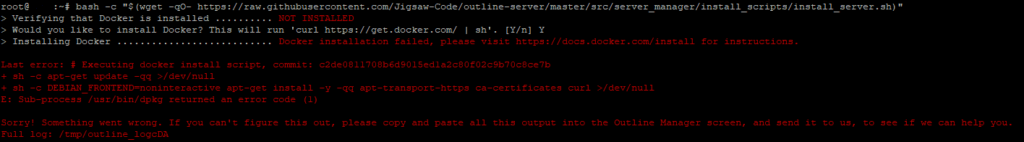 Docker install error 